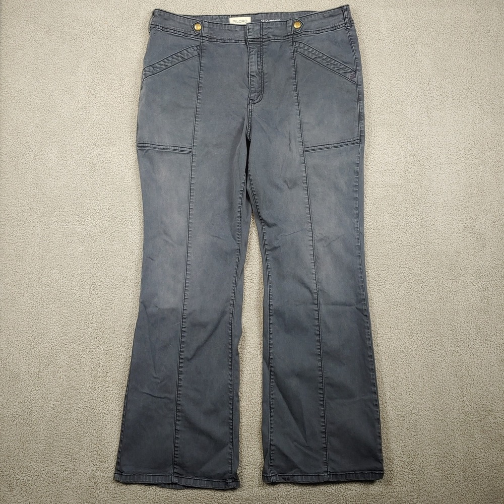 Pilcro Demilune Boot Cut Pants - Womens 35x29 Grey Gray - Utility Flare Cotton